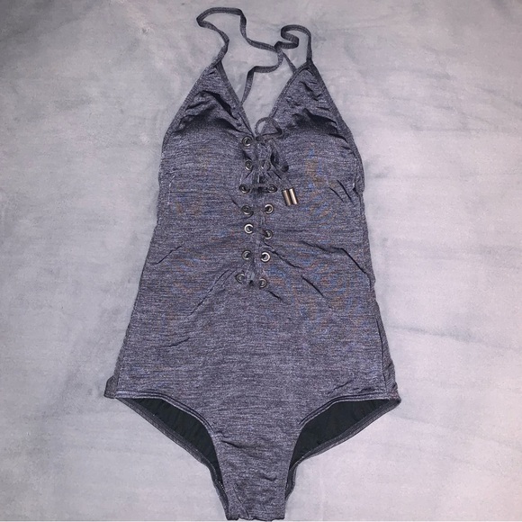 Billabong Lace-up front Low Cut One Piece Swimsuit - Picture 2 of 13